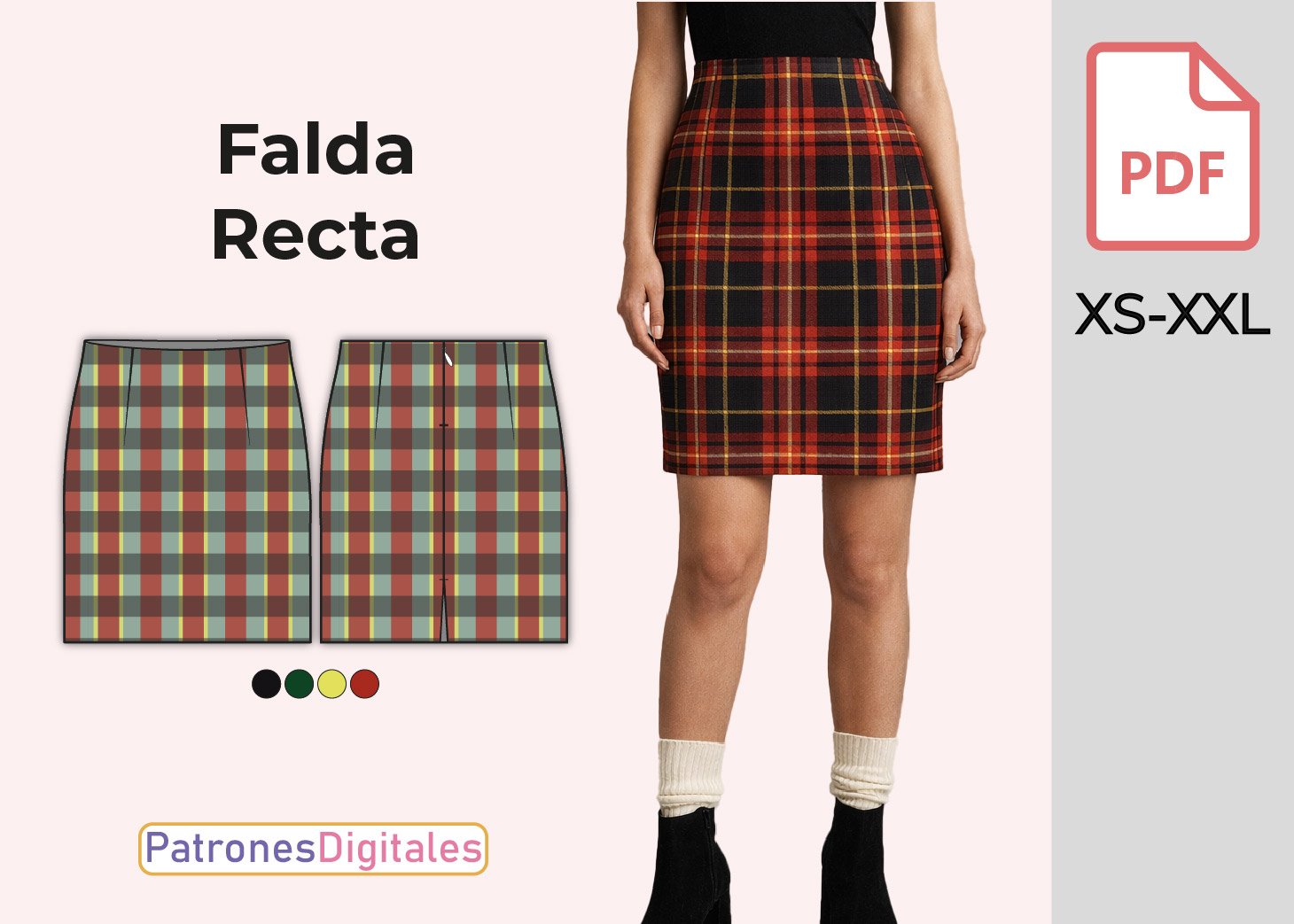 Patrón Falda Recta Mujer en PDF