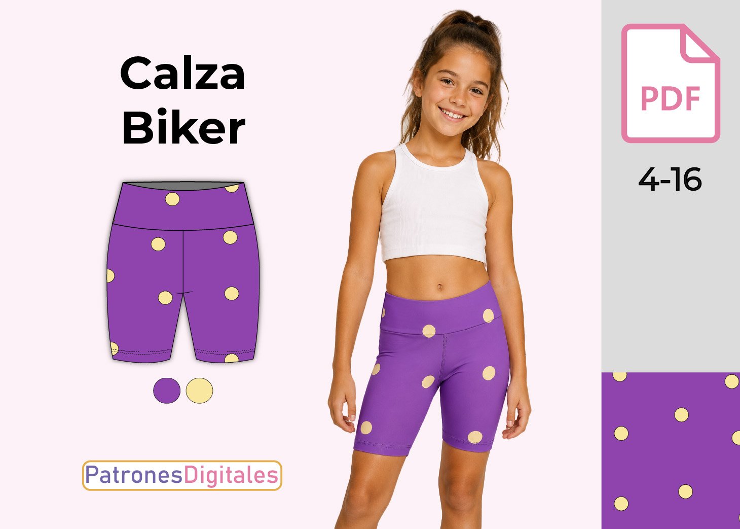 Patrón Gratis Calza Biker Niña en PDF