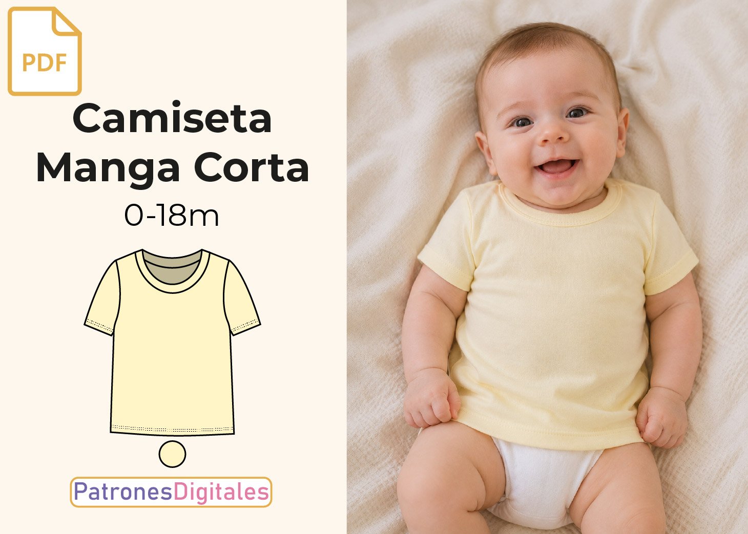 Patrón Gratis Camiseta Tradicional Manga Corta Bebé en PDF