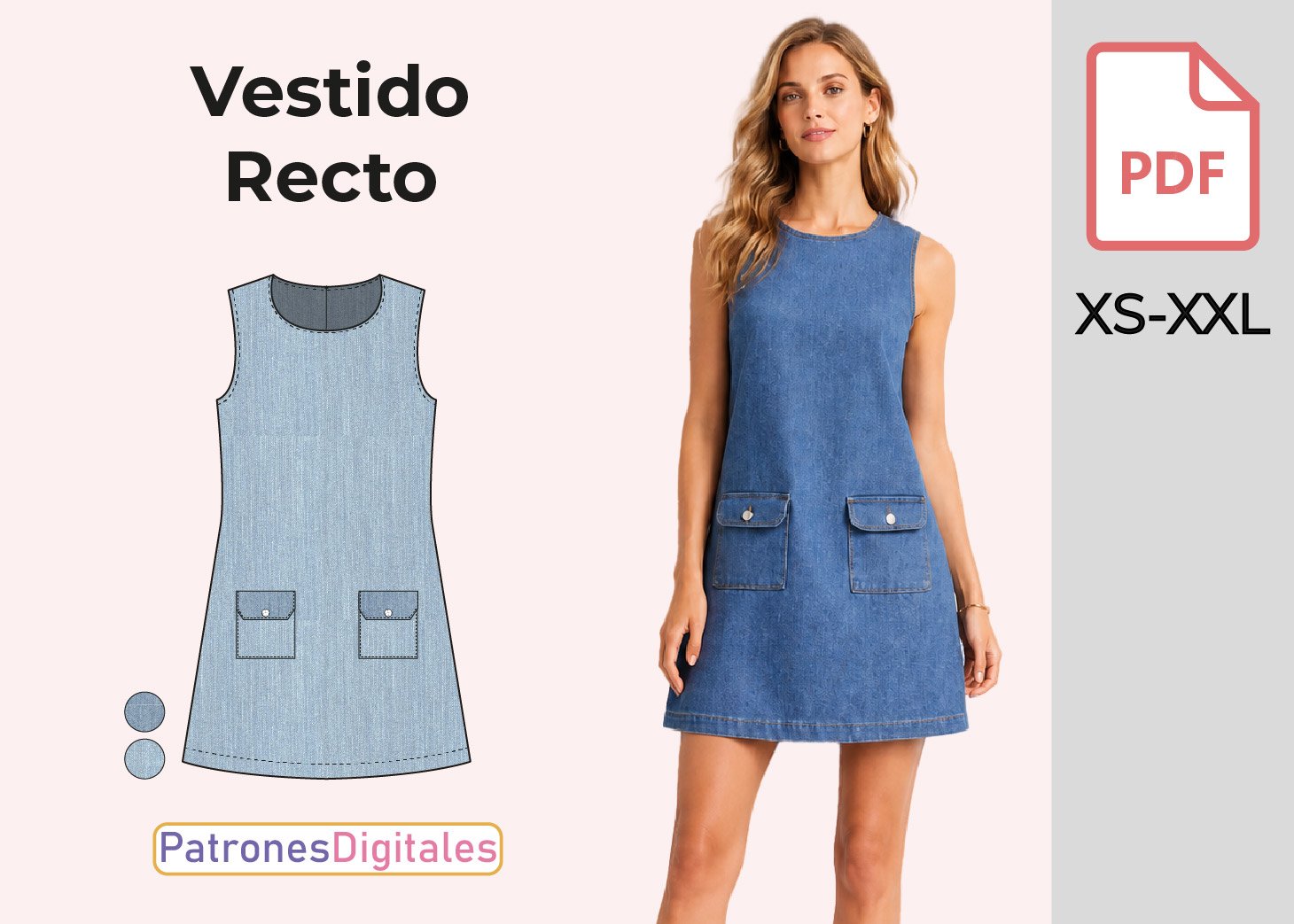 Vestido Recto sin Mangas Mujer PDF