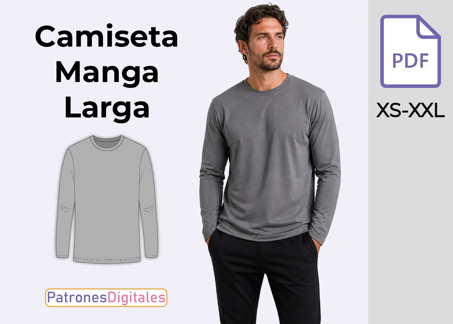 Patrón Gratis de Camiseta Tradicional Hombre Manga Larga en PDF