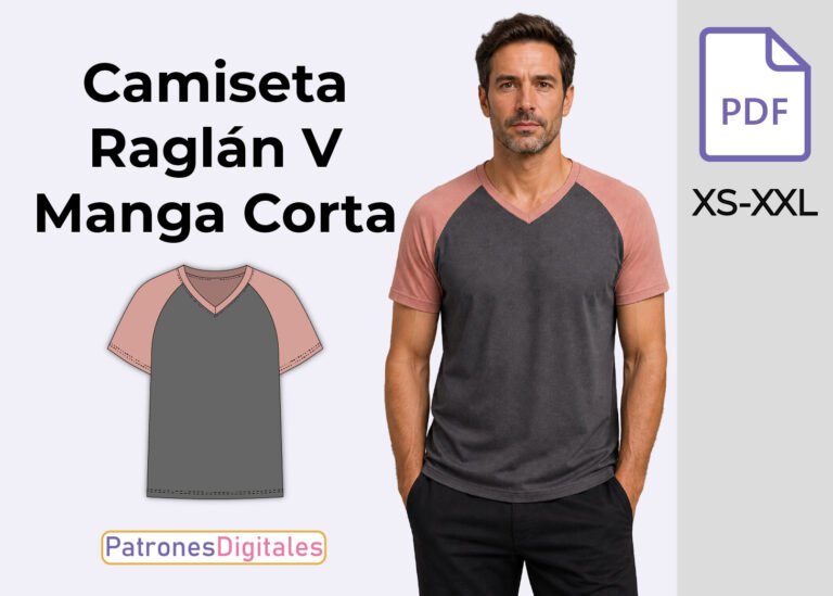 miniatura camiseta raglán v manga corta hombre