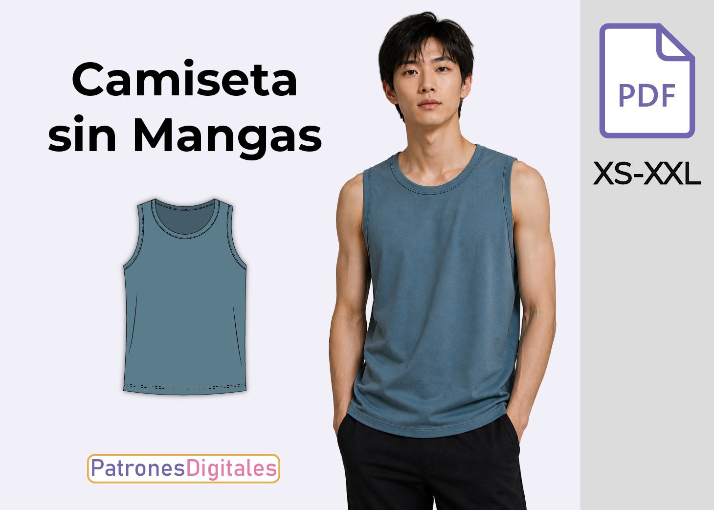 Patrón Gratis Camiseta Básica Sin Mangas Hombre – PDF para Descargar