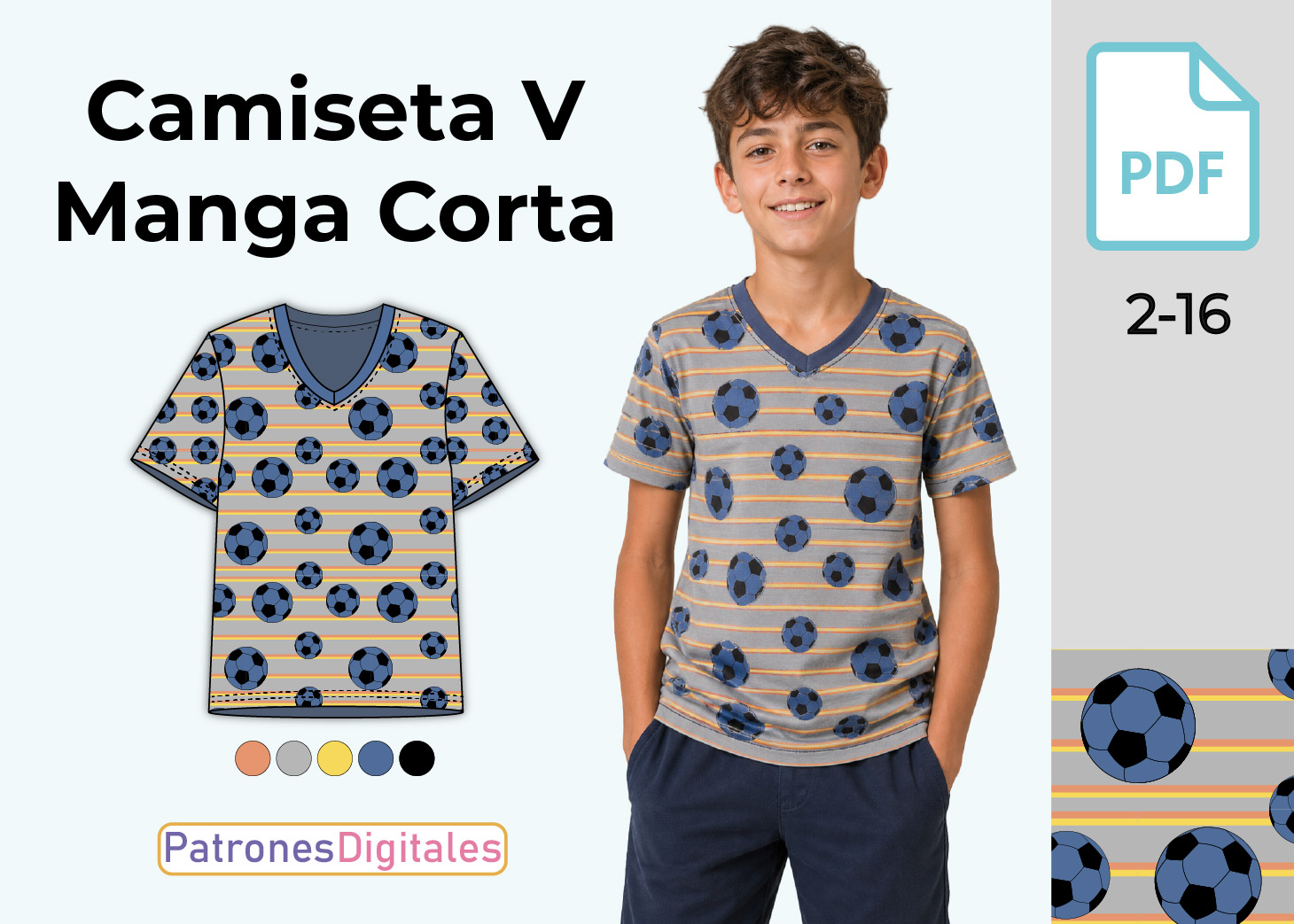 Patrón Gratis Camiseta Cuello en V Niño – Descarga en PDF