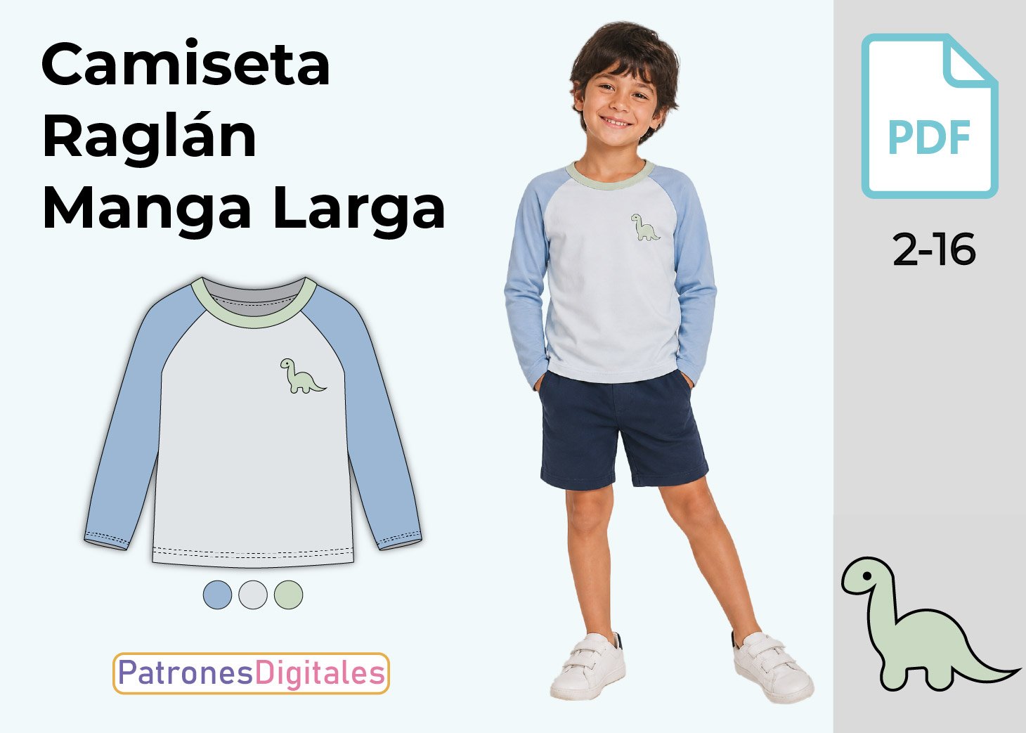 Patrón Gratis Camiseta Raglán Manga Larga Niño en PDF – Descárgalo Aquí