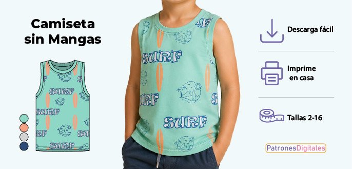 cabecera camiseta sin mangas niño