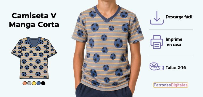 cabecera camiseta v manga corta niño