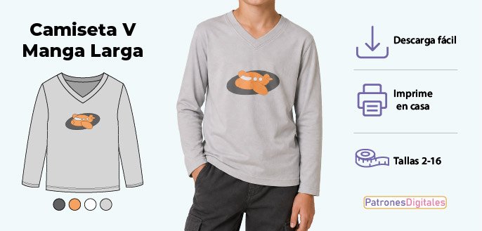 cabecera camiseta v manga larga niño
