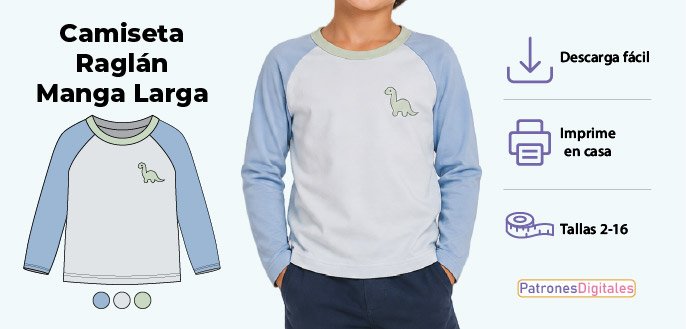 cabecera camiseta raglán manga larga niño