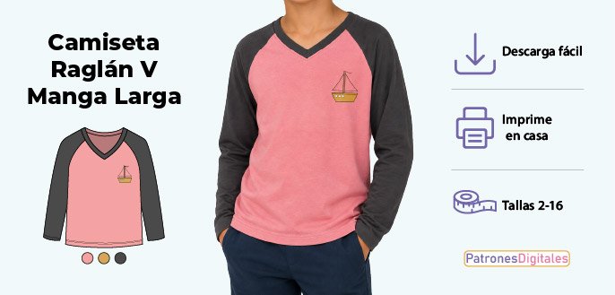 cabecera Camiseta Raglán v manga larga niño
