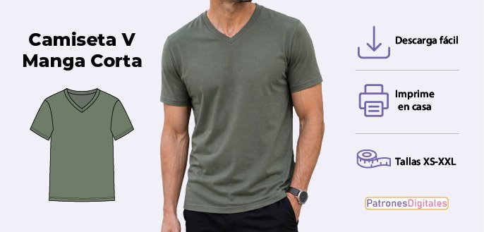 cabecera camiseta v manga corta hombre