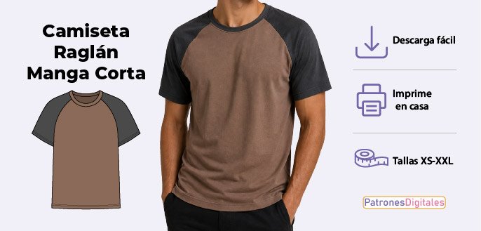 cabecera raglán manga corta hombre