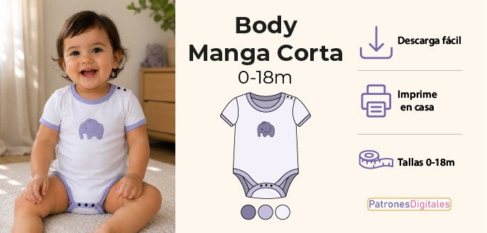 cabecera body manga corta bebé