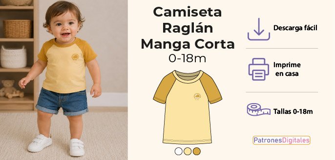 cabecera camiseta raglán manga corta bebé