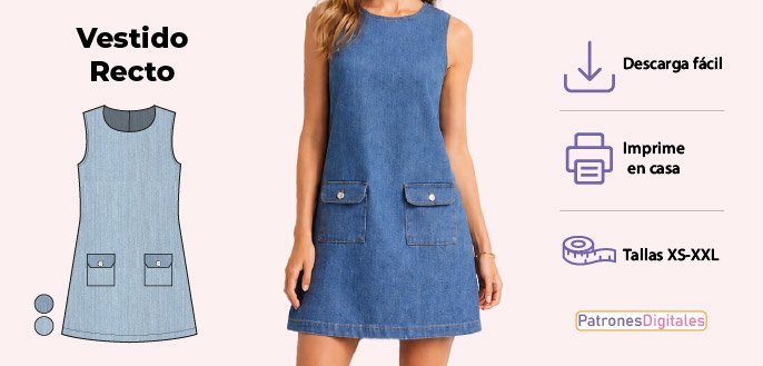 cabecera vestido recto mujer