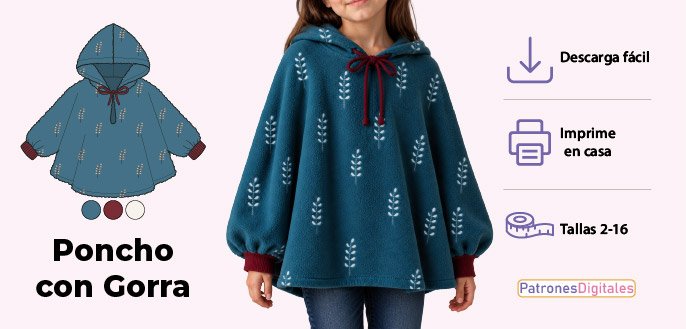 cabecera poncho con gorra niña