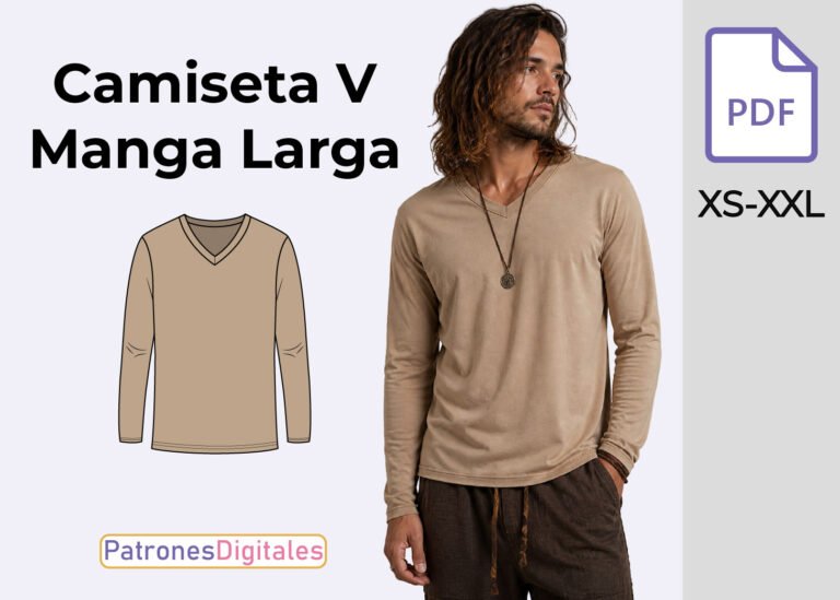 miniatura camiseta cuello v manga larga hombre
