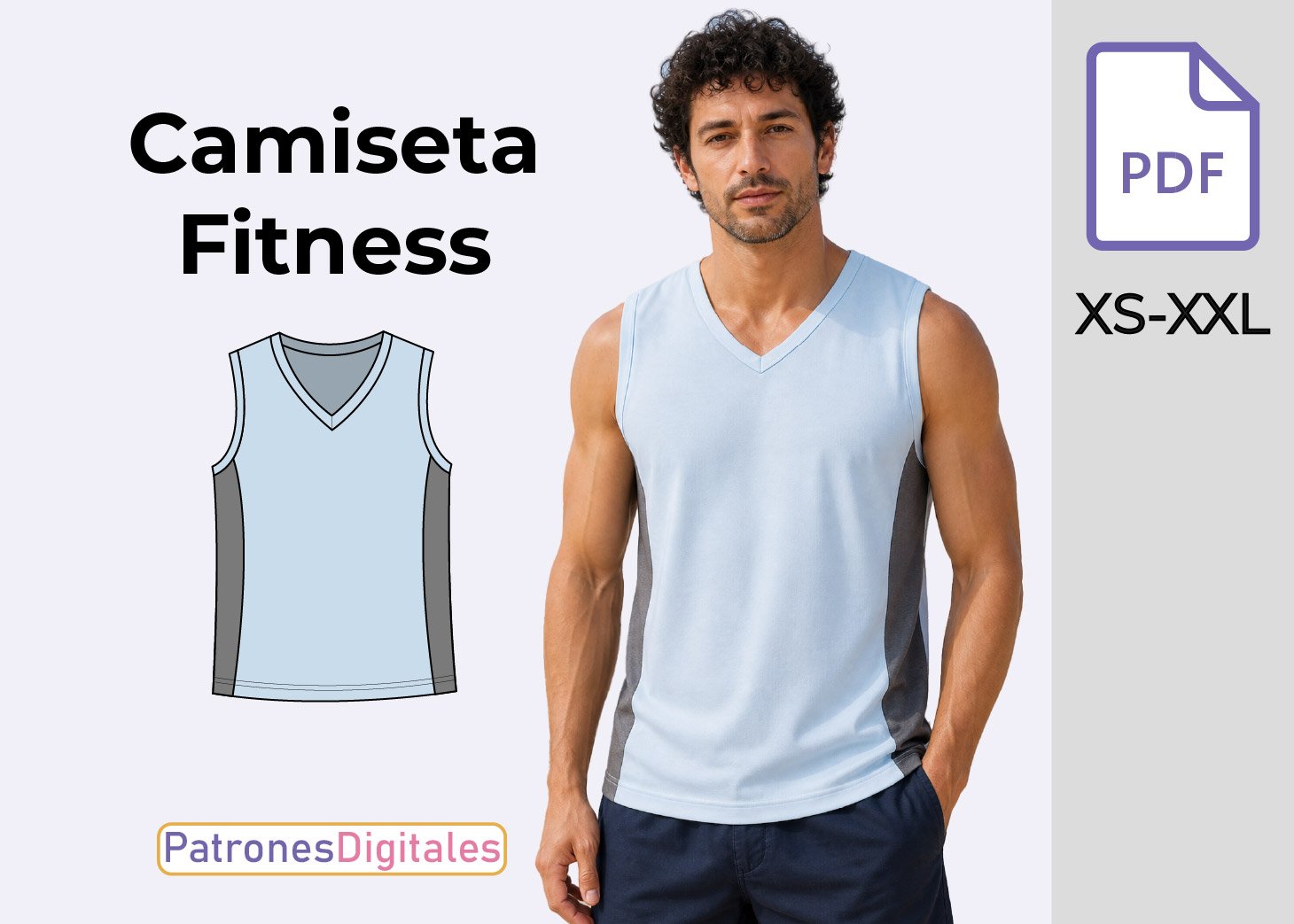 Patrón de Camiseta Fitness para Hombre Gratis en PDF – Tallas XS a XXL