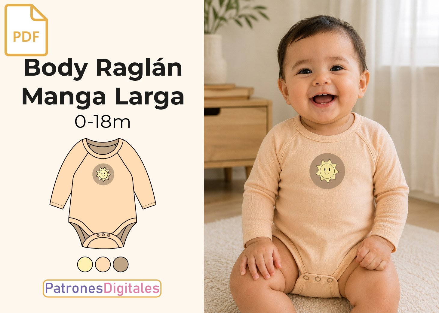 Body Raglán Manga Larga Bebé