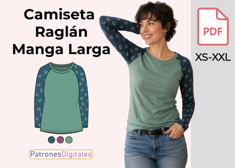 miniatura camiseta raglán manga larga mujer
