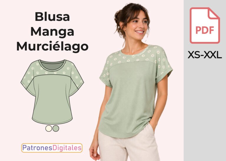 miniatura blusa manga murciélago