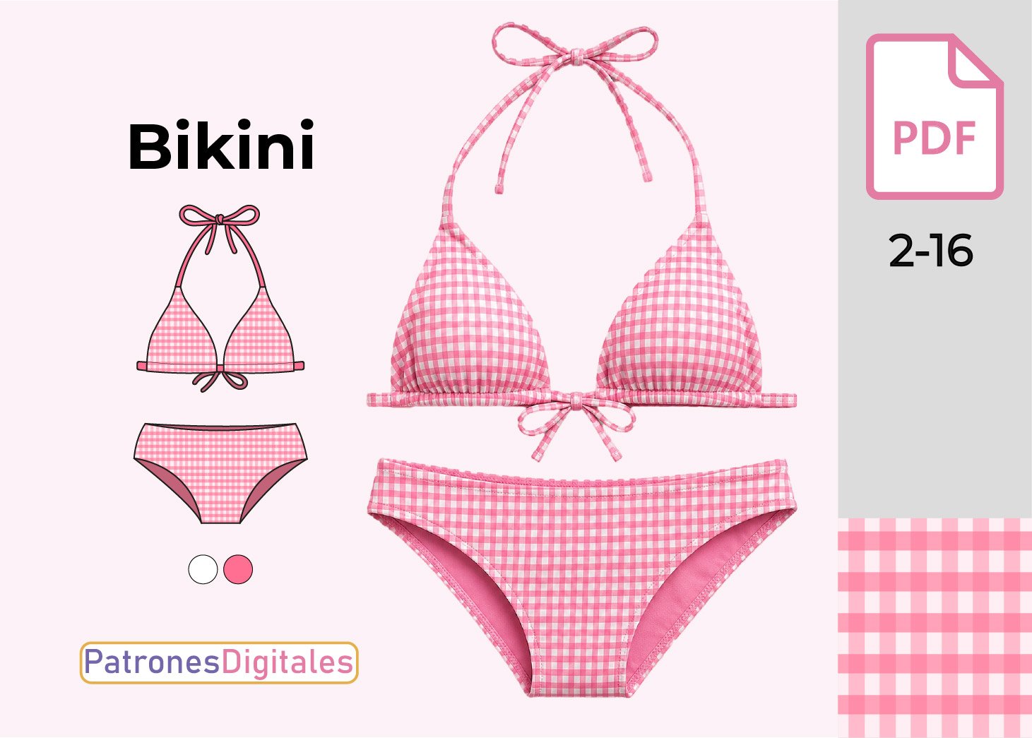 Patrón de Bikini para Niña Gratis en PDF – Tallas 2 a 16