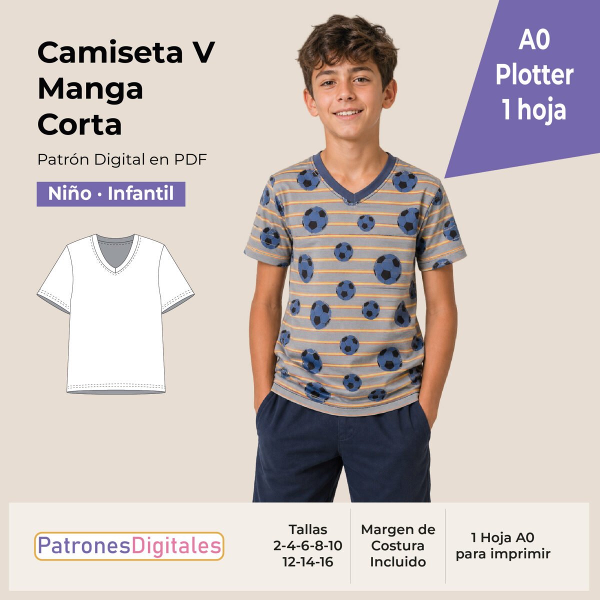tienda 1 camiseta v manga corta niño