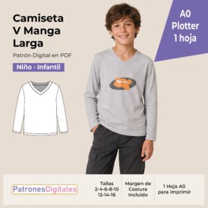 tienda 1 camiseta v manga larga niño