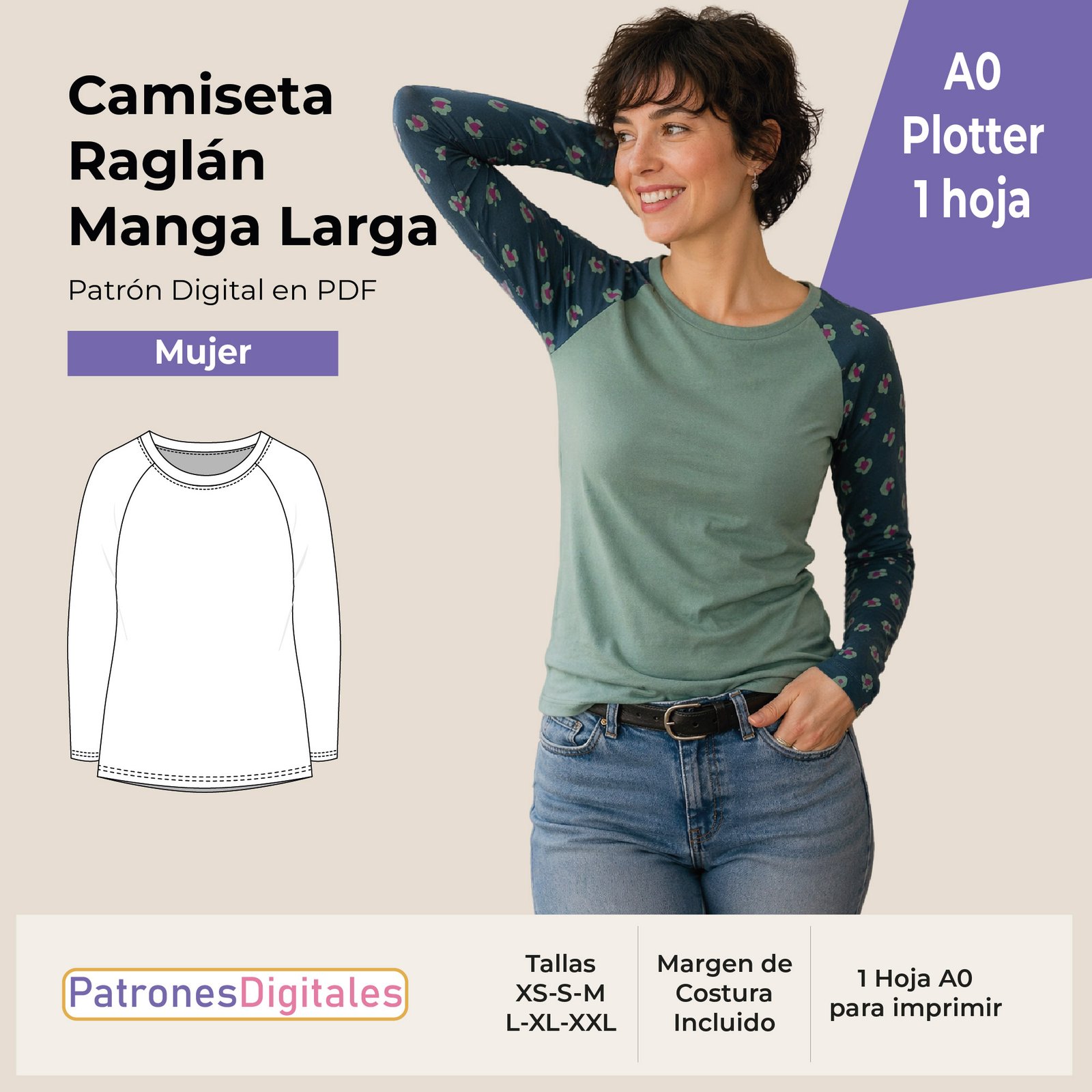 tienda 1 camiseta raglán manga larga mujer