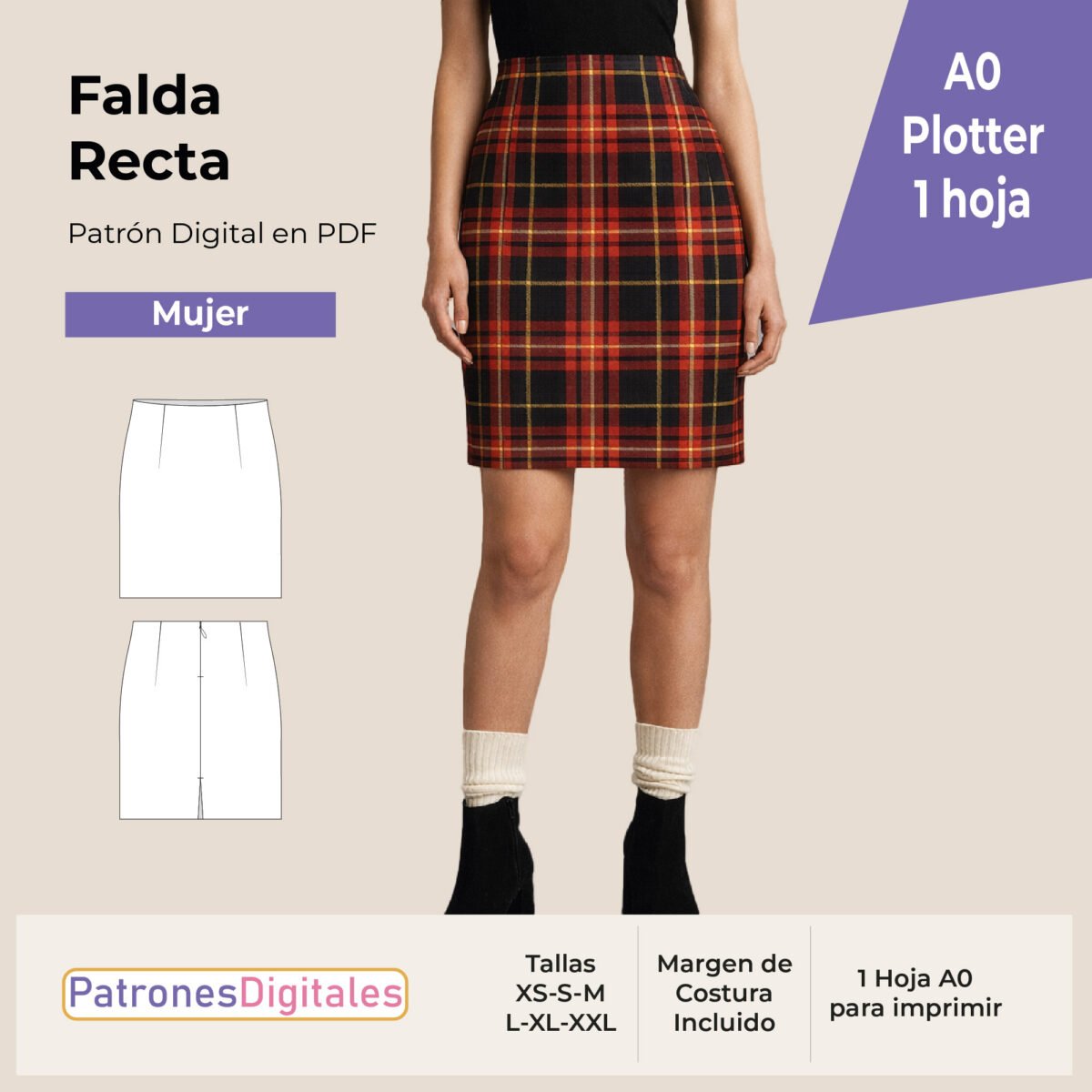 tienda 1 falda recta mujer