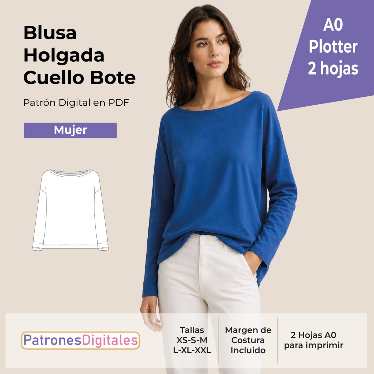 tienda 1 blusa holgada cuello bote mujer
