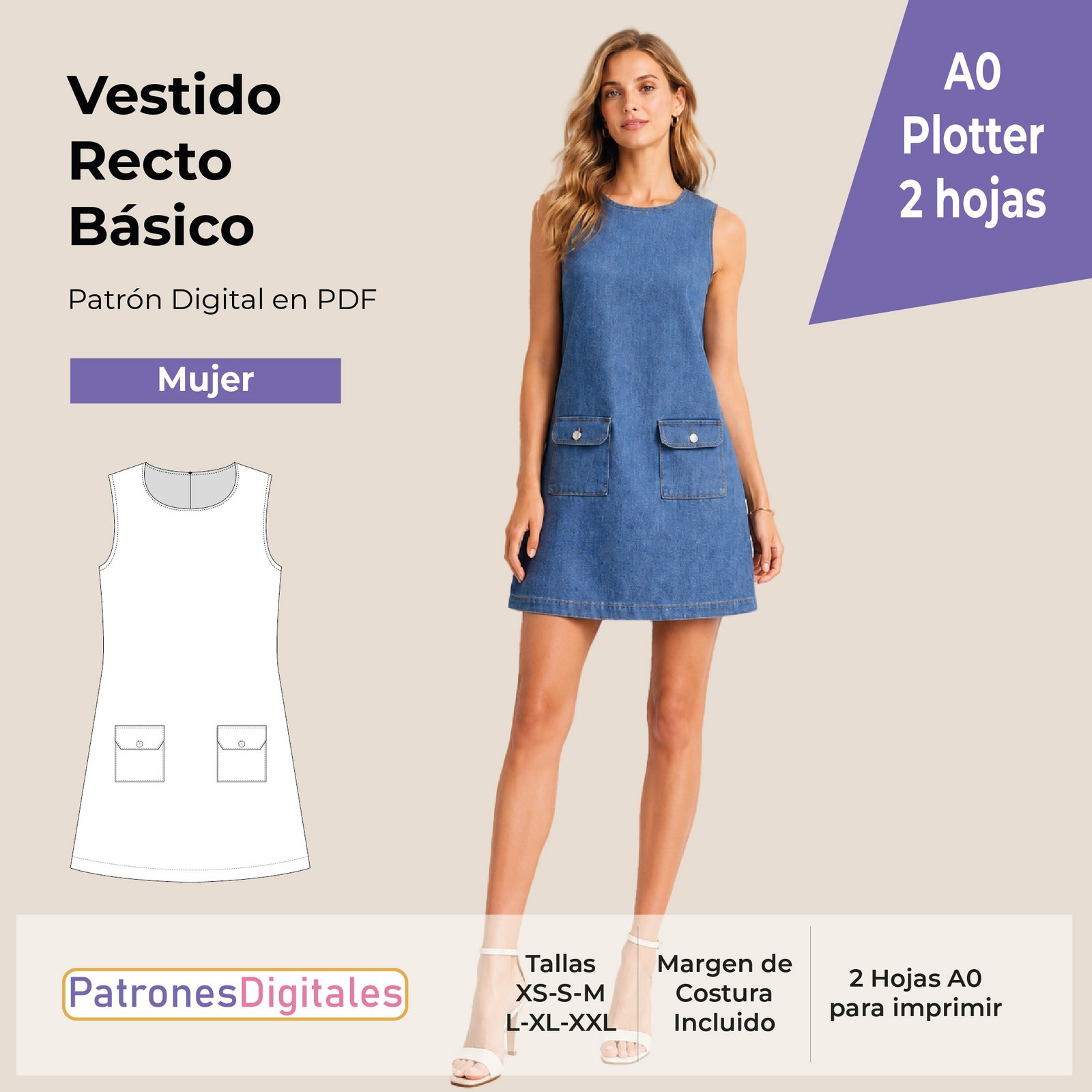 tienda 1 vestido recto mujer