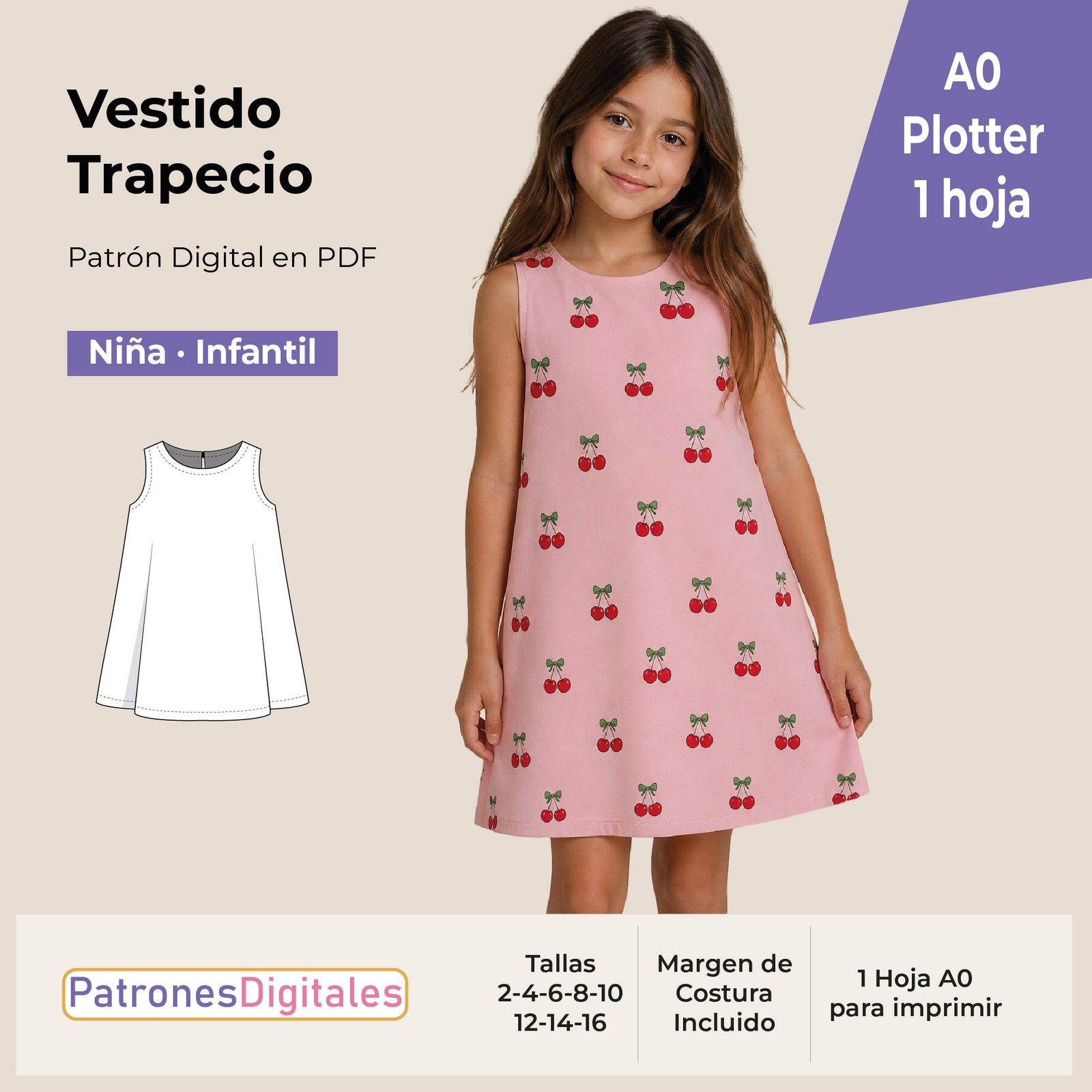tienda 1 vestido trapecio niña
