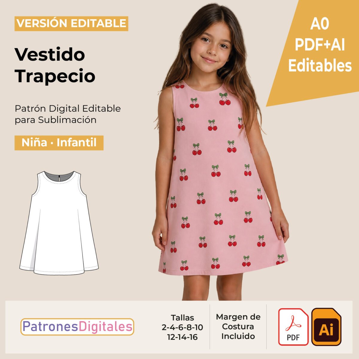 tienda 1 vestido trapecio niña