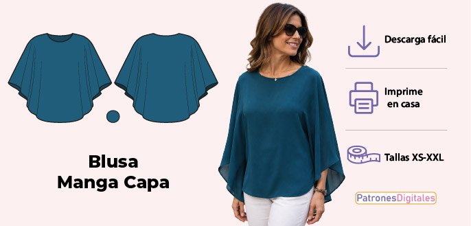 cabecera blusa manga capa mujer