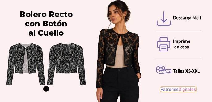 cabecera bolero con botón al cuello mujer