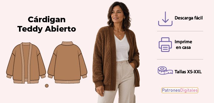 cabecera cárdigan teddy abierto mujer