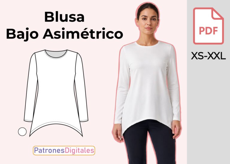 miniatura blusa balo asimétrico mujer
