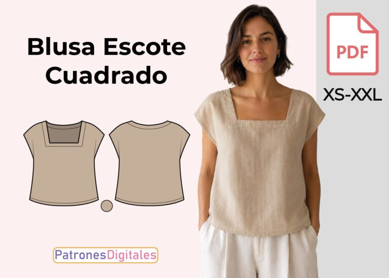 miniatura blusa escote cuadrado mujer