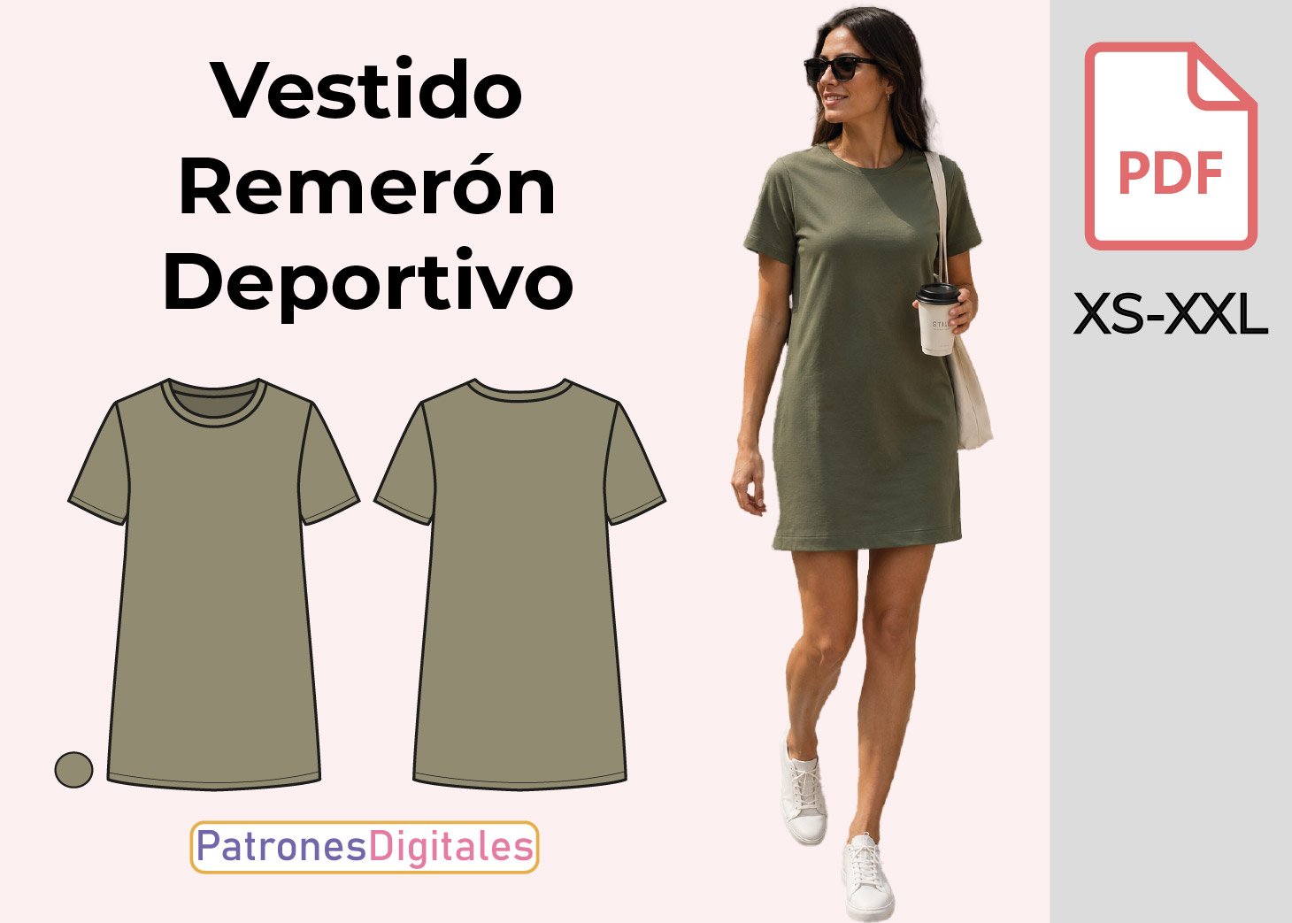 Patrón de Vestido Remerón Deportivo para Mujer Gratis en PDF – Tallas XS a XXL
