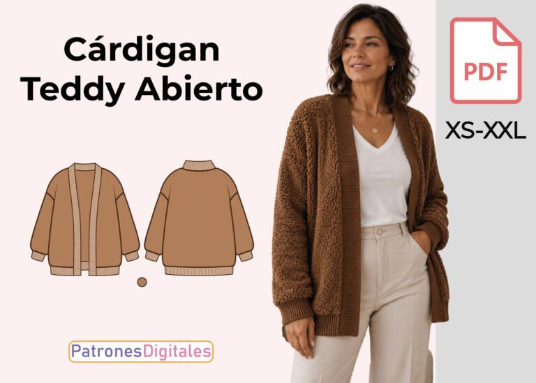 miniatura cárdigan teddy abierto mujer