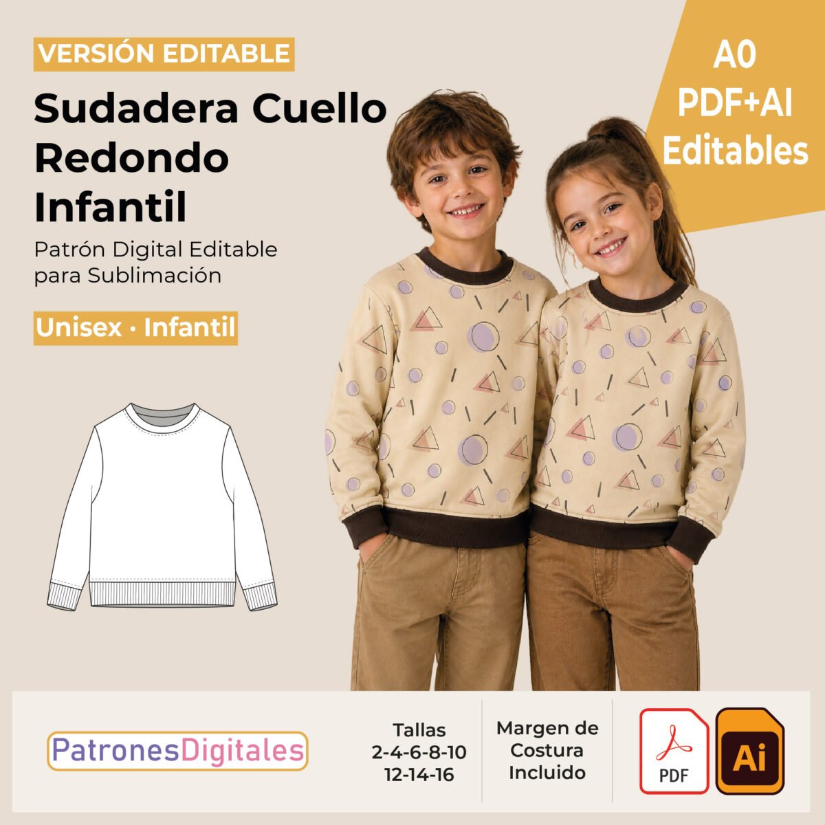 tienda 1 A0 sudadera cuello redondo infantil