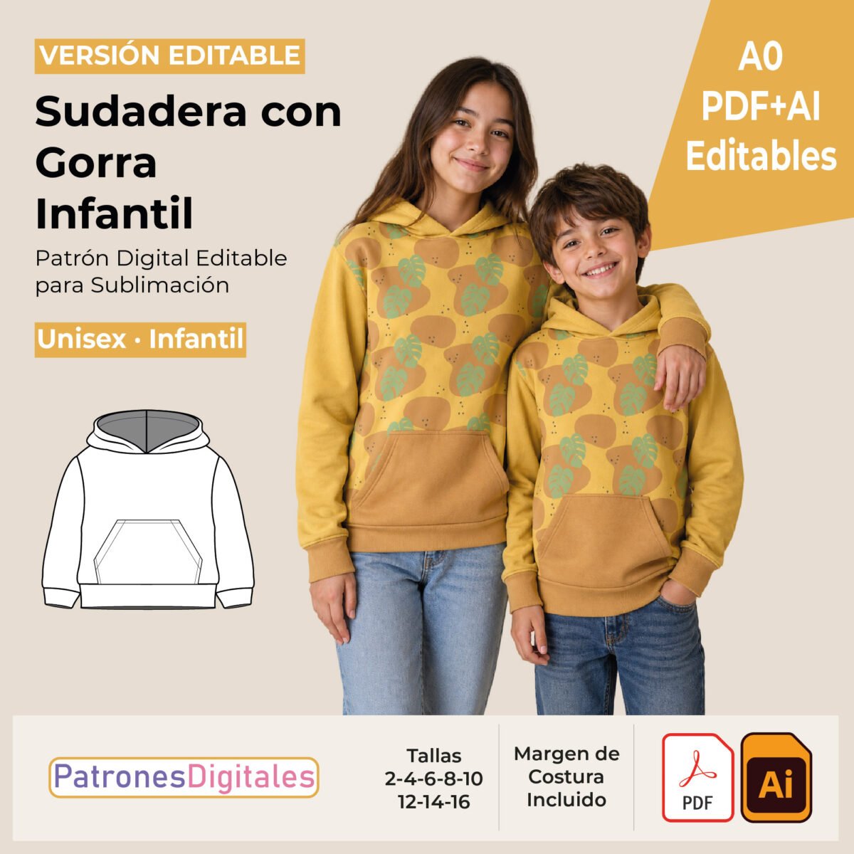 tienda A0 sudadera gorra infantil