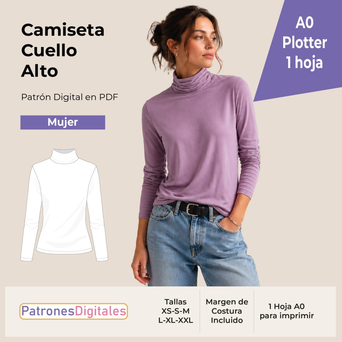 tienda 1 camiseta cuello alto mujer