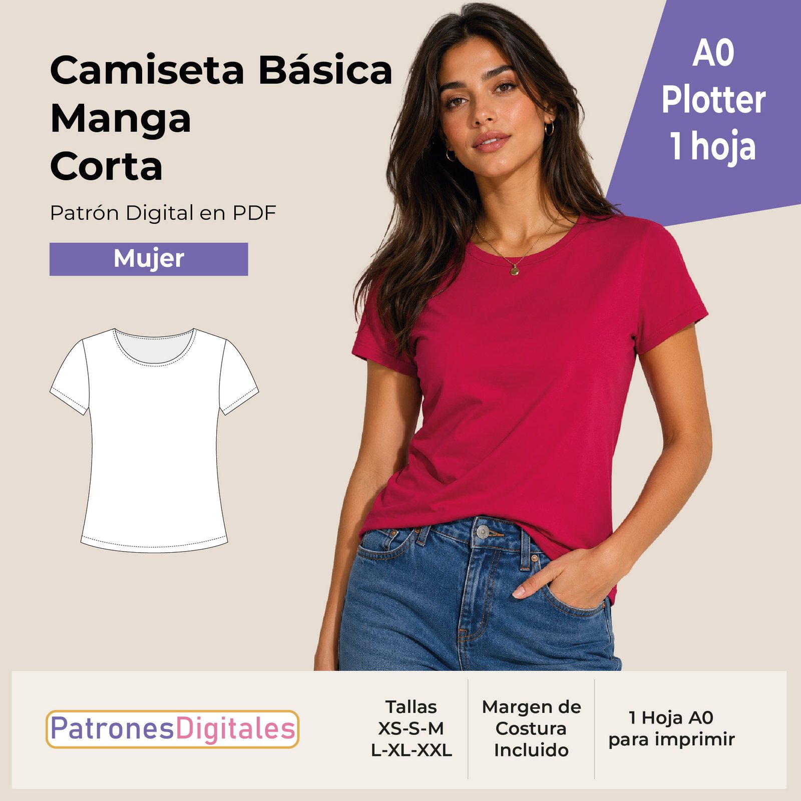 tienda 1 camiseta básica manga corta mujer