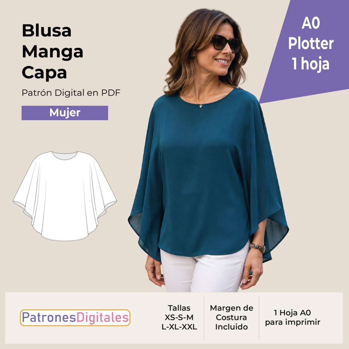 tienda 1 blusa manga capa mujer