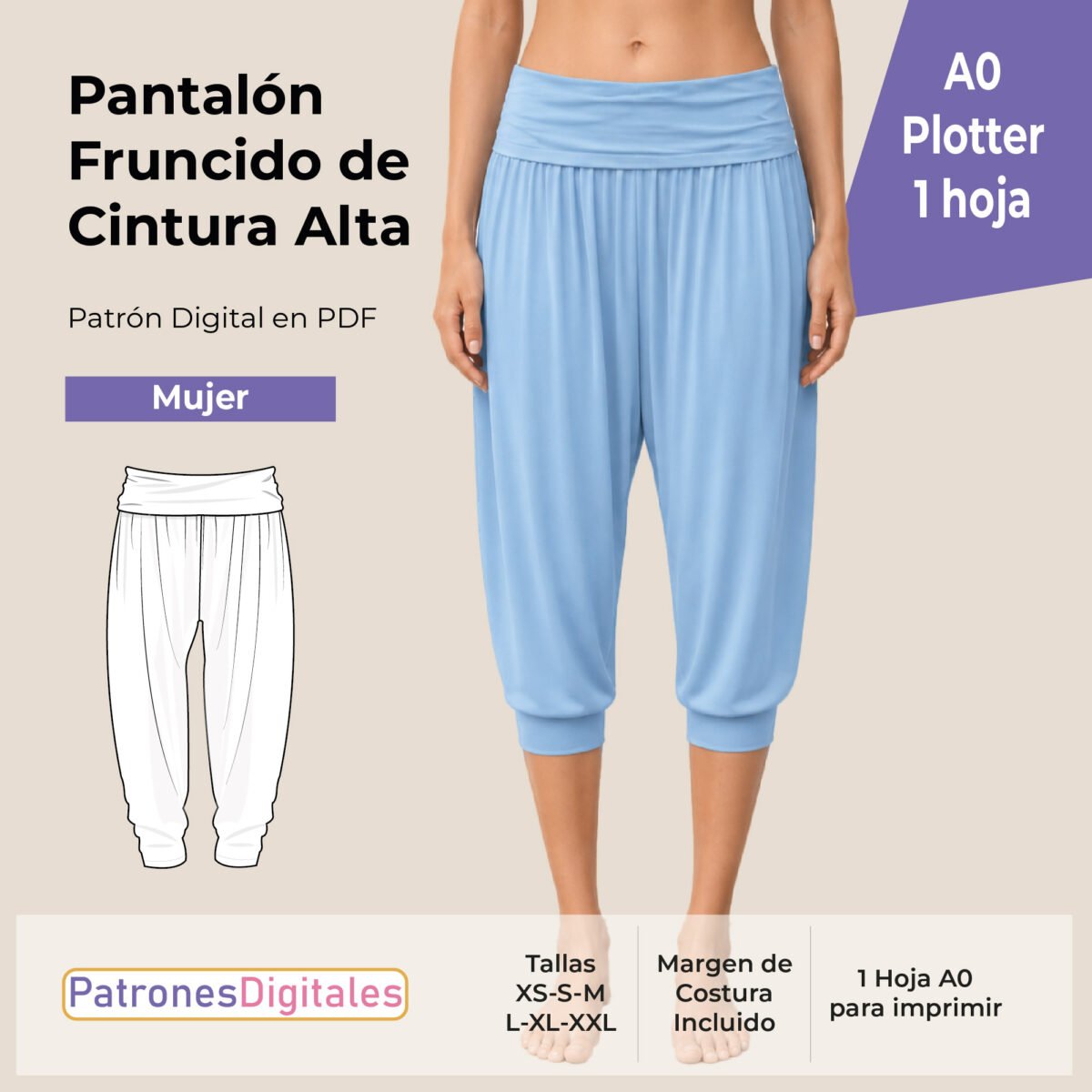 tienda 1 pantalón fruncido mujer