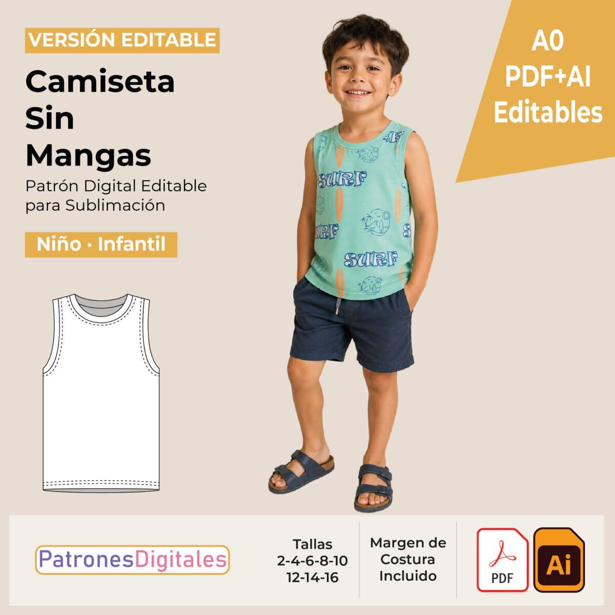 tienda 1 camiseta sin mangas niño