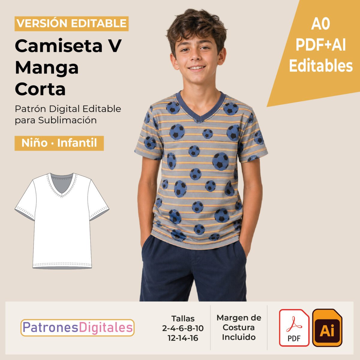 tienda 1 camiseta v manga corta niño