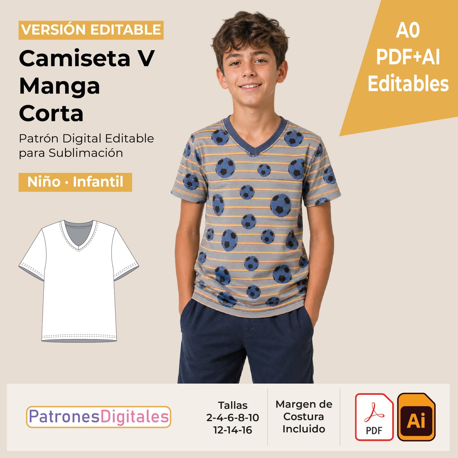 tienda 1 camiseta v manga corta niño
